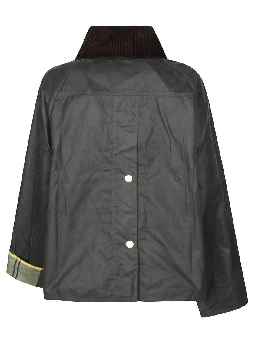 Barbour Long Jacket With Colored Collar