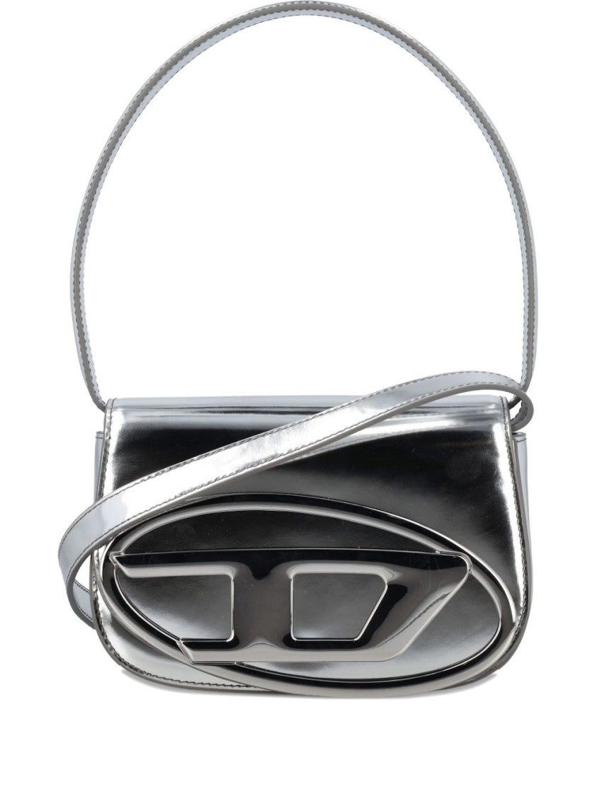 Diesel Silver Top Handle Logo Flap Bag