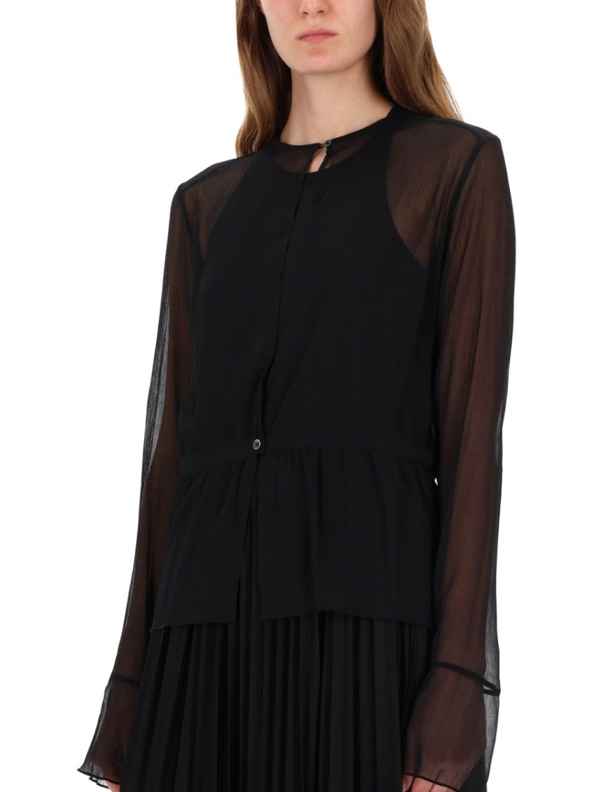 Our Legacy Sheer Long-Sleeved Top With Peplum Hem And Keyhole Closure