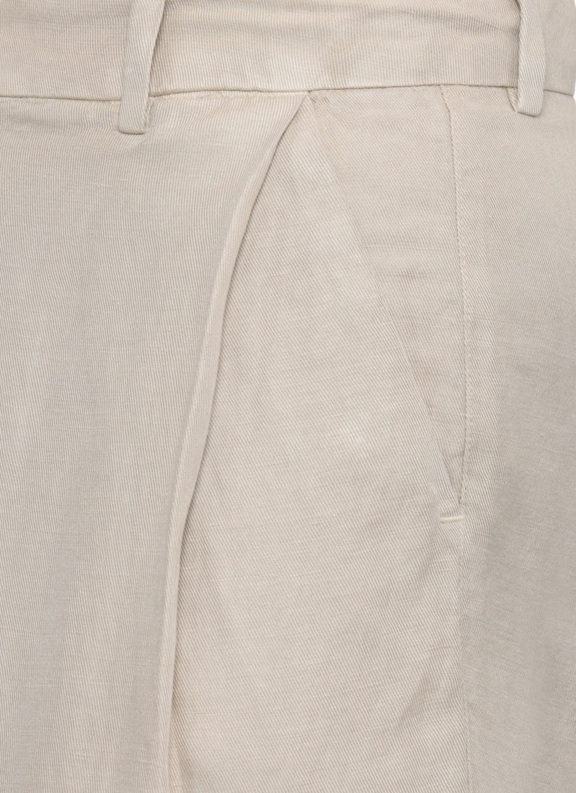 120% Lino Beige Zip Fastening Linen Pants