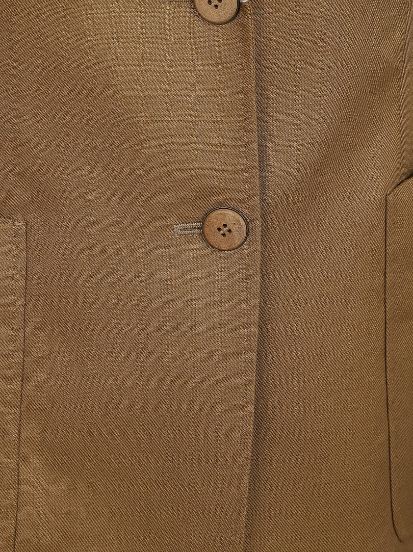 Max Mara Linen Blazer With Notched Lapels And Patch Pockets