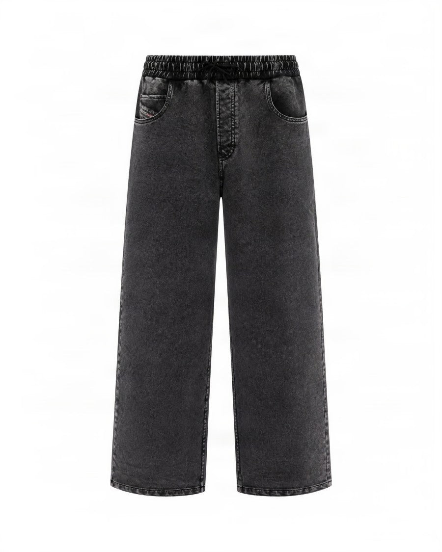 Diesel Dark Grey Stone Washed Wide-Leg Jeans
