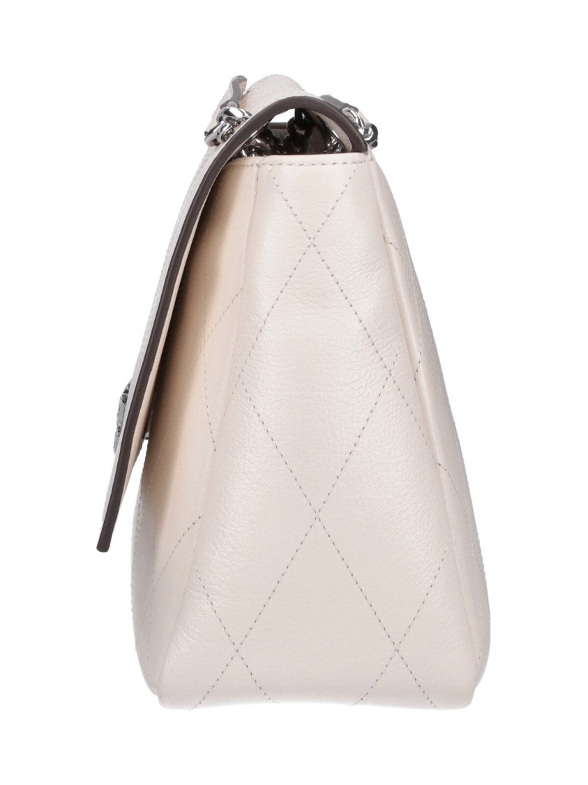 Tory Burch White Charlie Leather Shoulder Bag