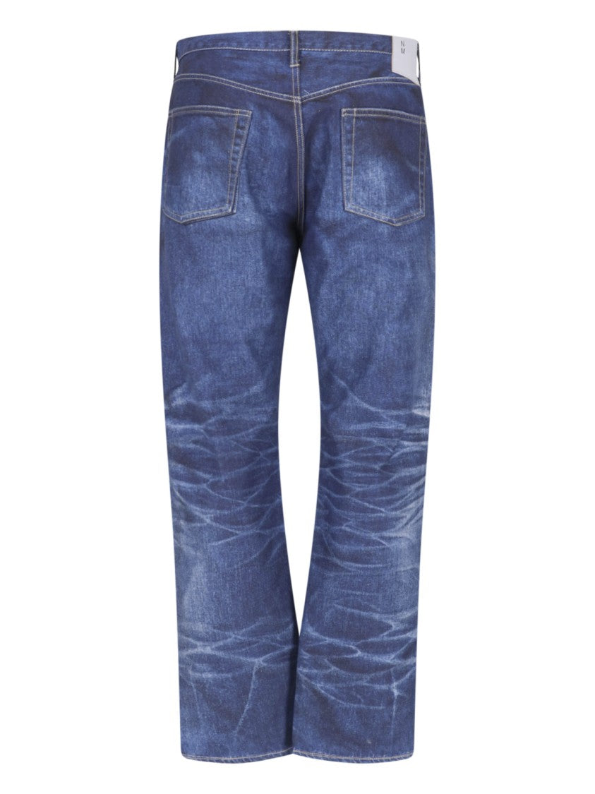 Junya Watanabe Blue Patchwork Distressed Straight Leg Jeans