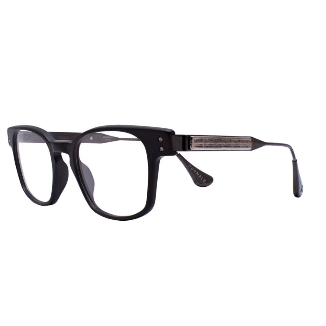 Pugnale N414 V Thomas Glossy Black Acetate Sunglasses With Metallic Accents