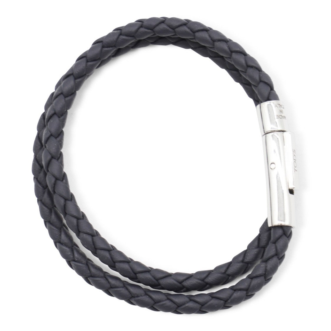 Tod's Twisted Leather Bracelet With Polished Magnetic Clasp