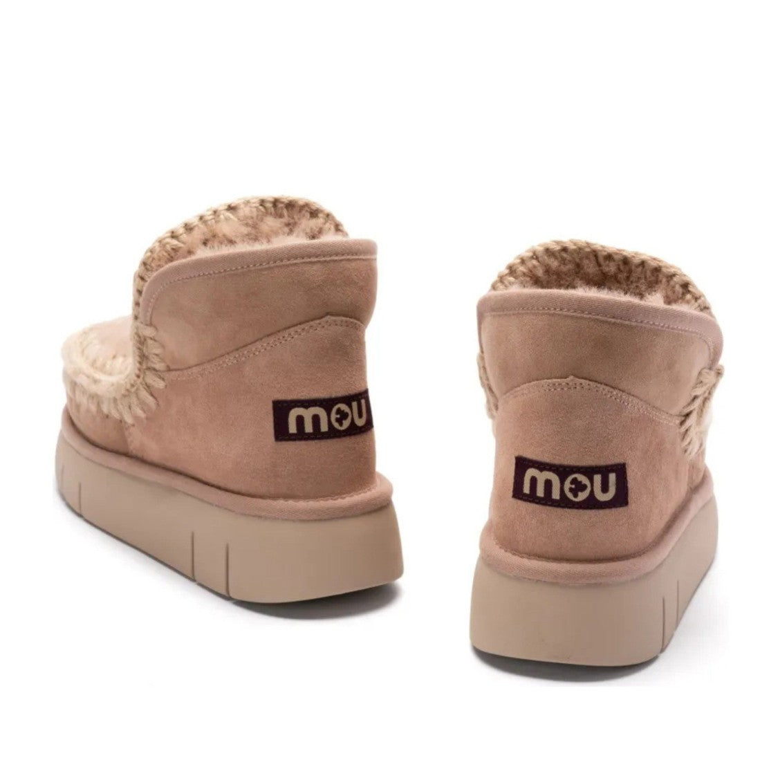 Mou Brown Eskimo Bounce Sheepskin Whipstitch Boots