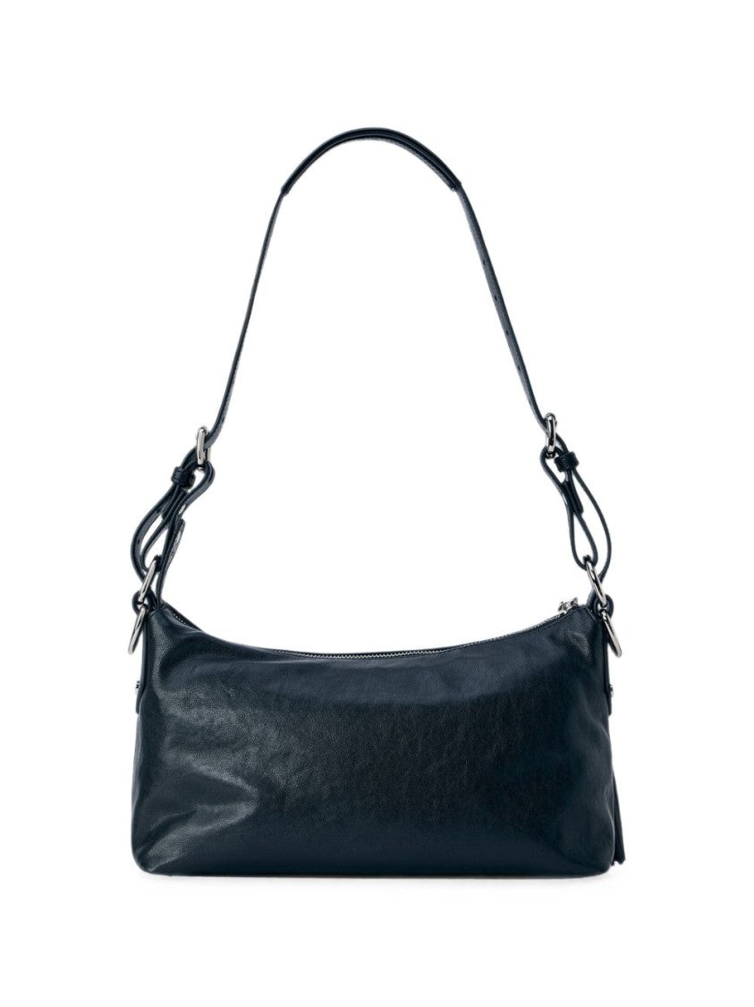 Vivienne Westwood Rectangular Black Handbag With Silver Emblem And Tassel