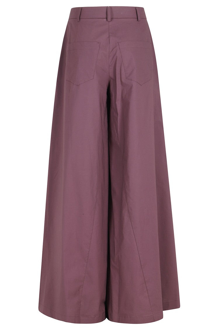 Federica Tosi Eggplant Palazzo Belt-Loops Cotton-Blend Formal Pants