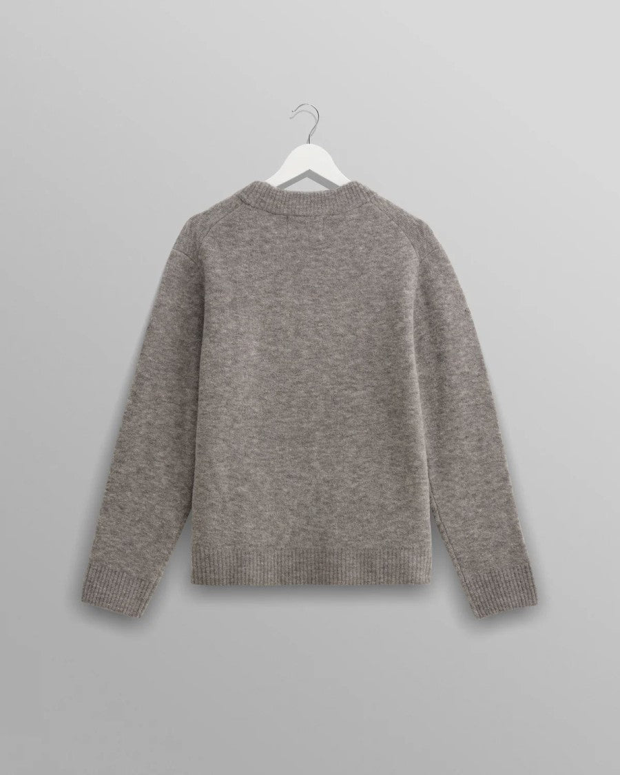 Wax London Soft Grey Marl Midweight Knit Crewneck Sweater