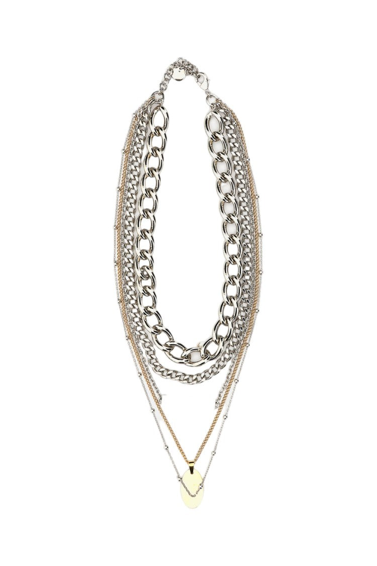 Rabanne Silver 5 Rangs Layered Strand Necklace