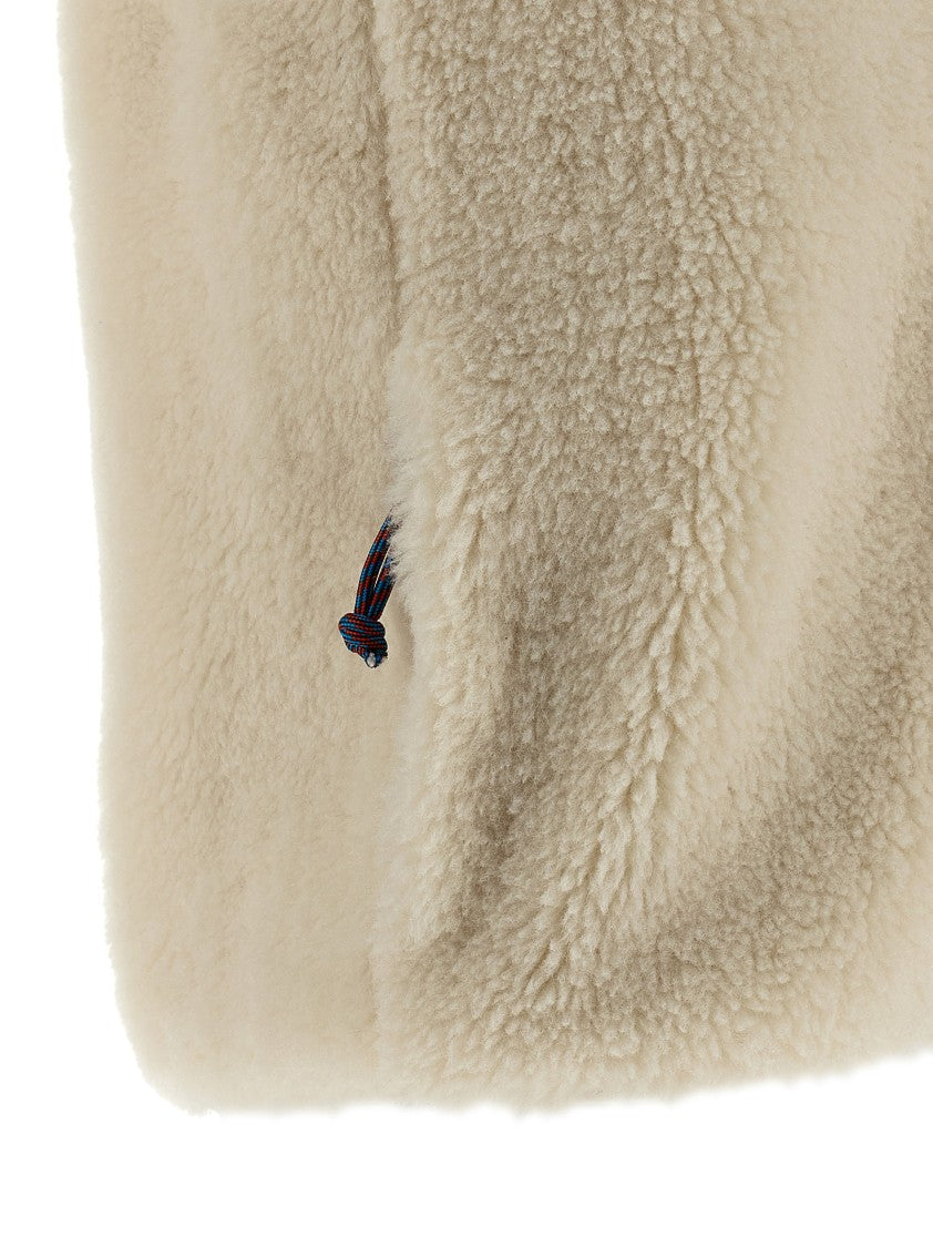 Tory Burch Colorblock Highpile Fleece Vest With Structured Design