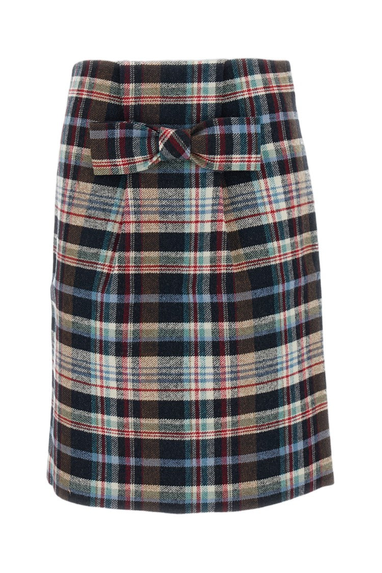 Shushu/Tong Plaid Bow Accent High-Rise Pencil Skirt