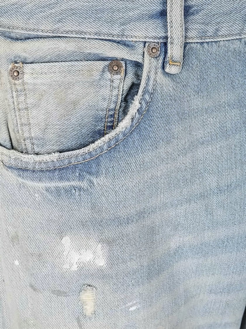 Acne Studios Light Blue Distressed Denim Pants With Relaxed Straight-Leg Fit