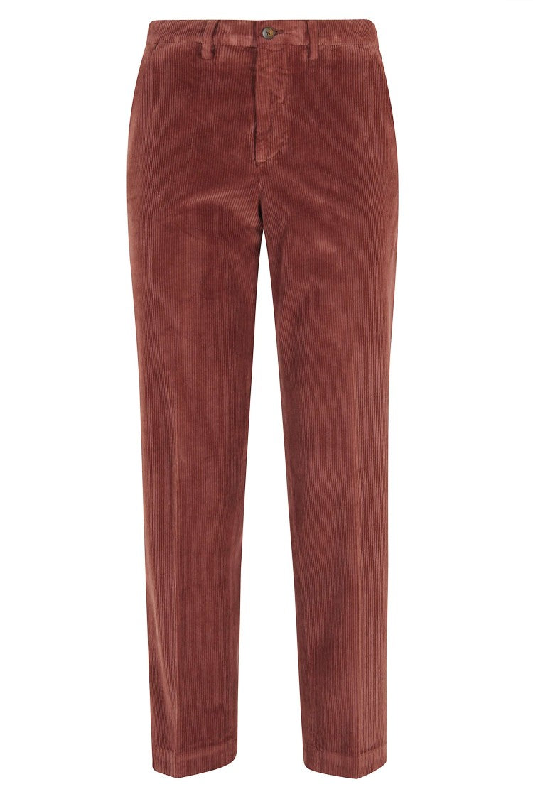 Briglia Corduroy Straight Pants With Slant Pockets And Back Pockets