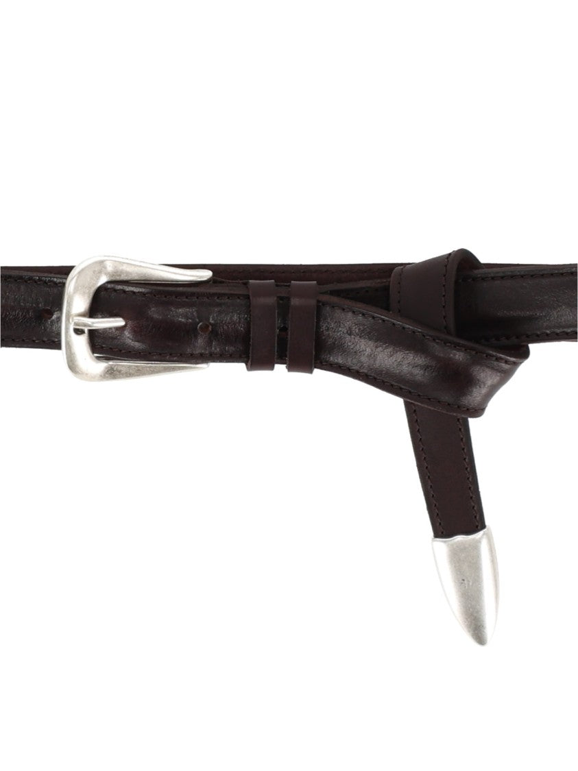 Claudio Orciani Sveva Punta Lunga Bull Soft Slim Calf Leather Belt
