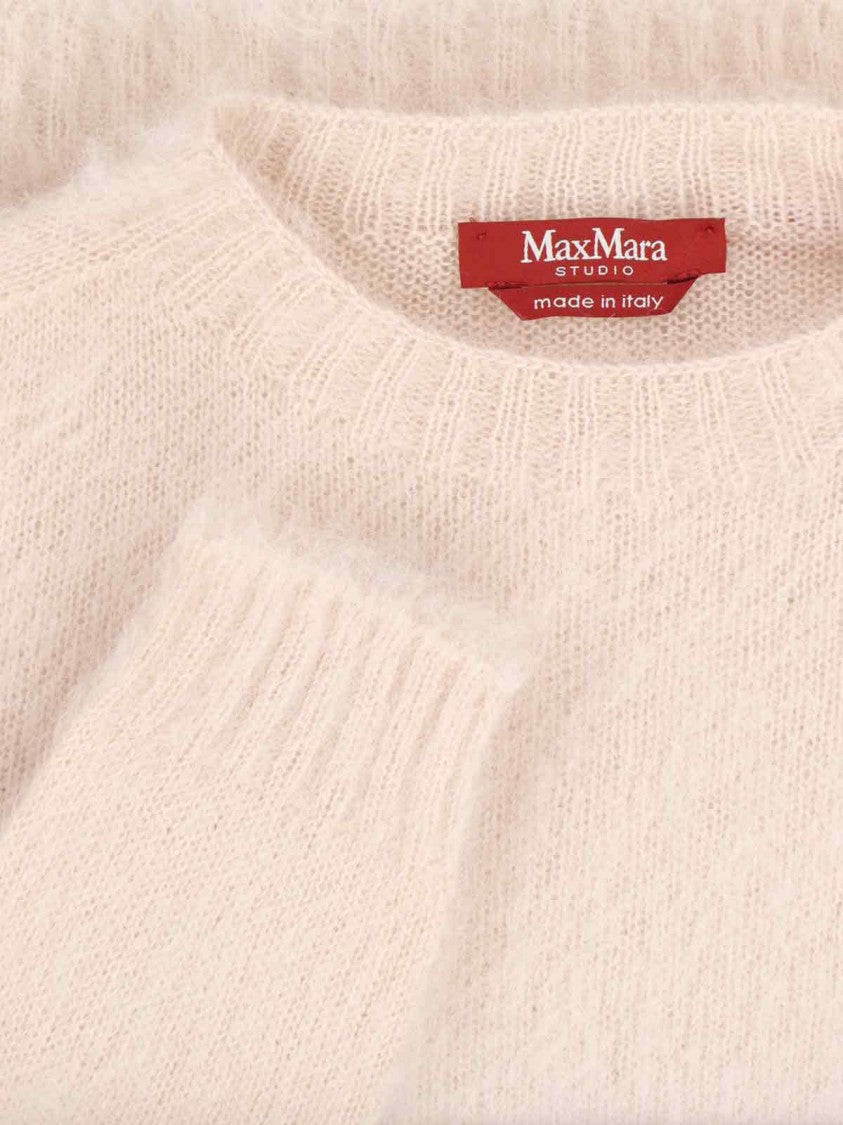 Max Mara Beige Mohair Blend Sweater With Ribbed Details