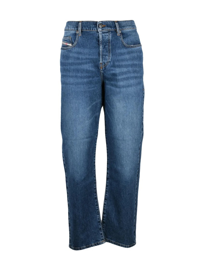 Diesel Blue Straight-Fit Faded Jeans