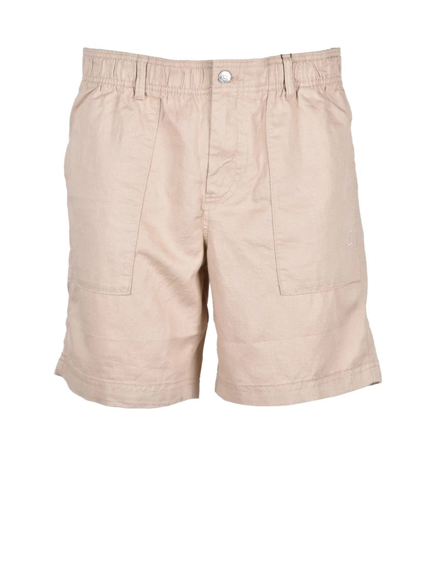 Calvin Klein Jeans Beige Relaxed Fit Cotton-Linen Bermuda Shorts