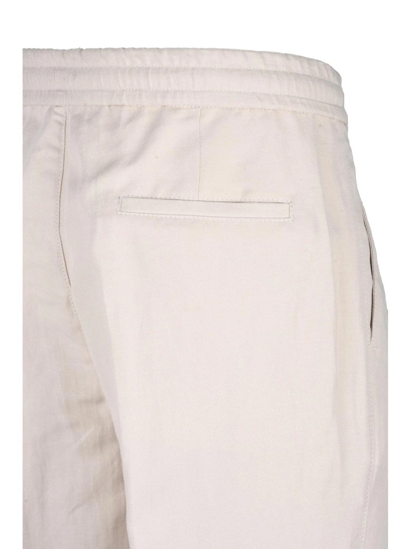 Brunello Cucinelli Beige Straight-Leg Linen-Cotton Jogger Pants