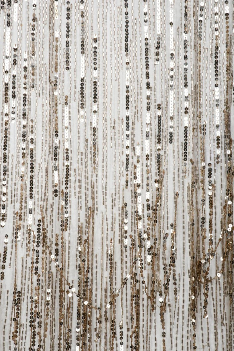 Elisabetta Franchi Long Sequin Dress - White/Gold