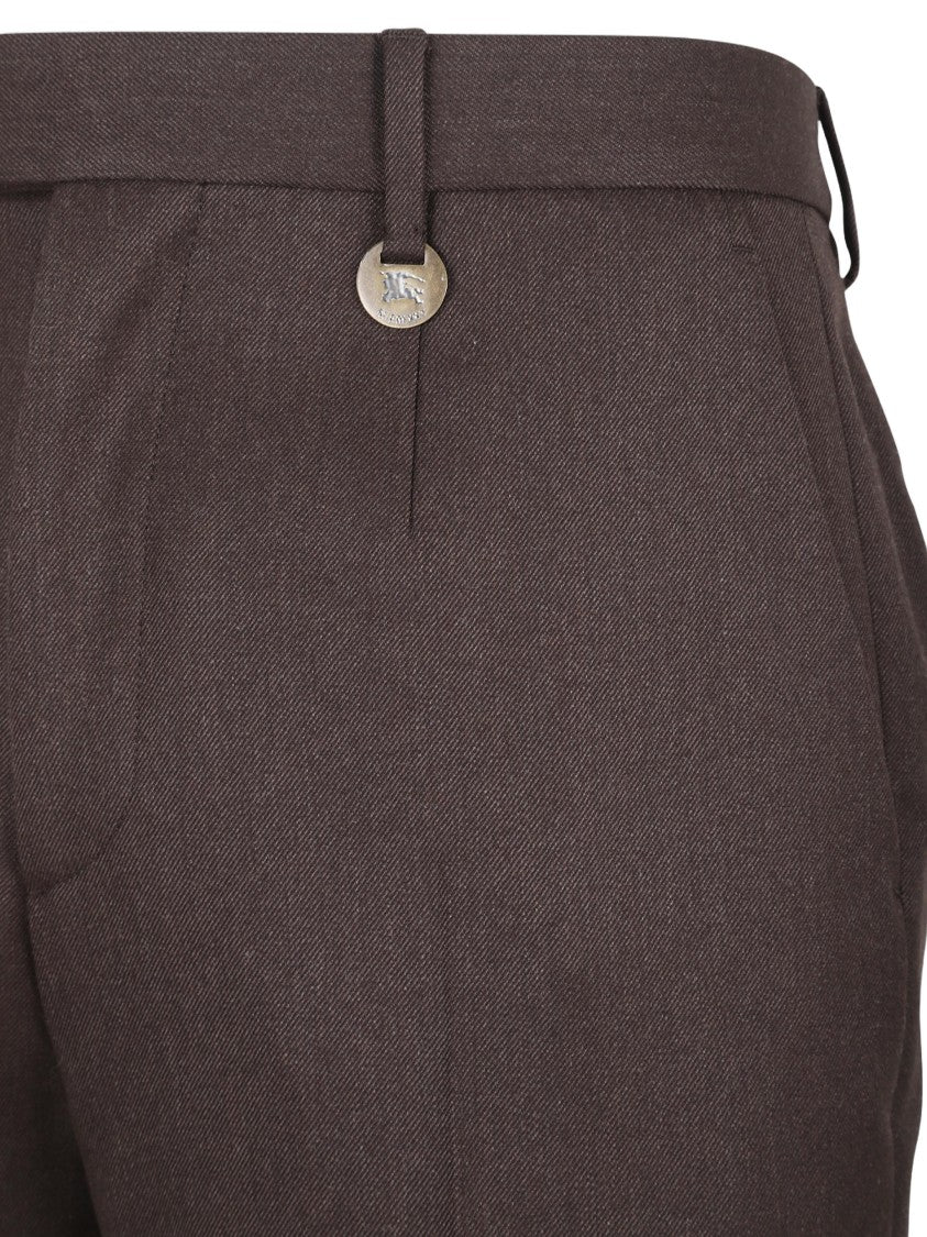 Burberry Tailored Wool Trousers With Cuffed Hems
