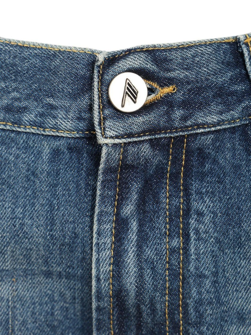 The Attico Blue High-Waisted Cropped Wide Leg Jeans