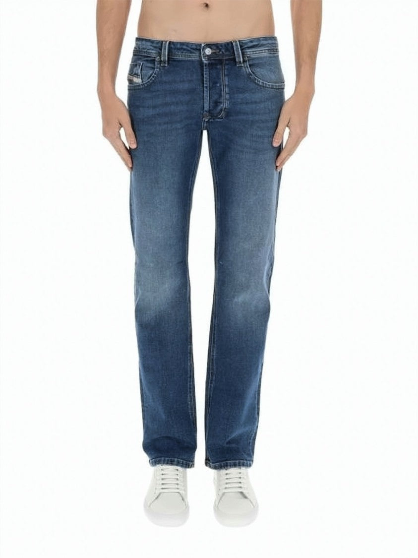 Diesel Regular Fit Straight-Leg Jeans With Medium Blue Wash