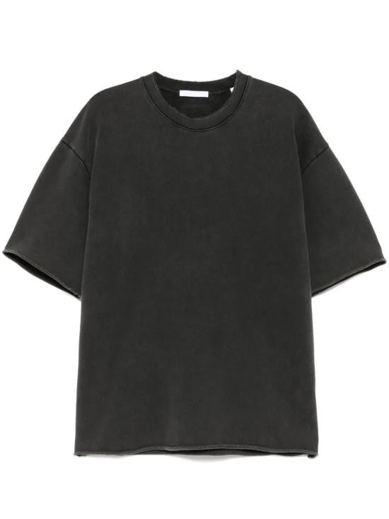 Helmut Lang Boxy-Fit Black Tee With Raw Edge Details