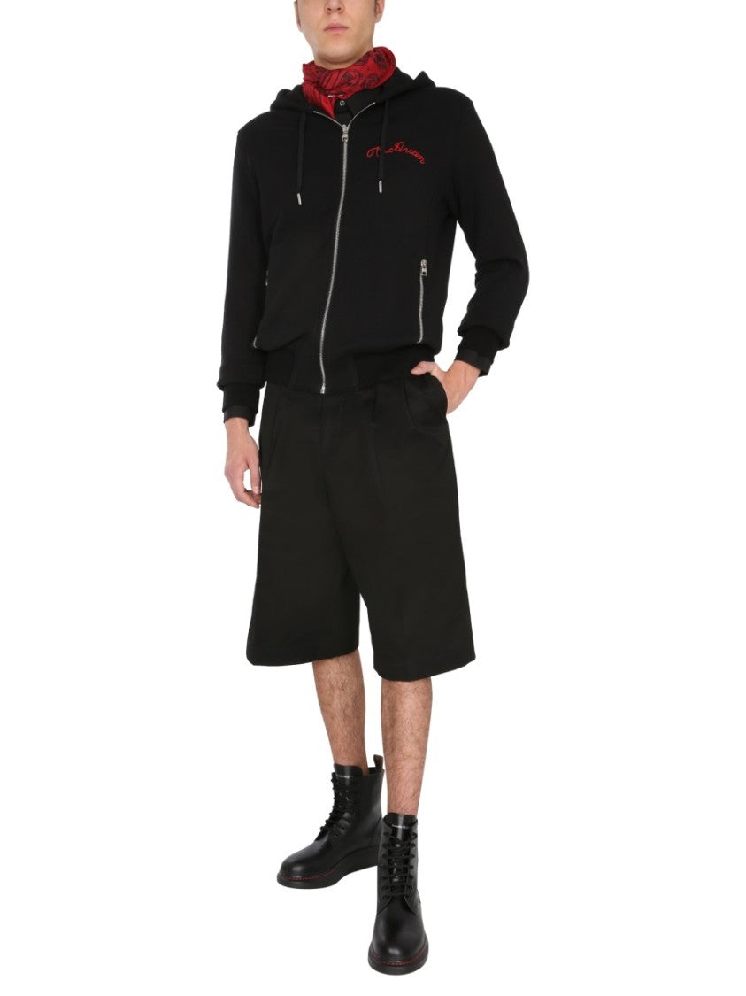 Alexander Mcqueen Hooded Sweatshirt With Full Zip Front