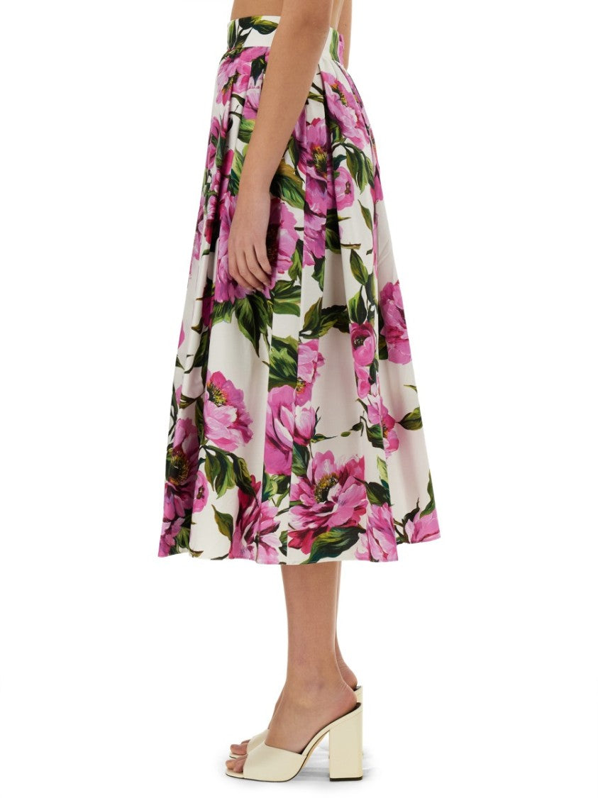 Dolce & Gabbana Peony Print Long Skirt