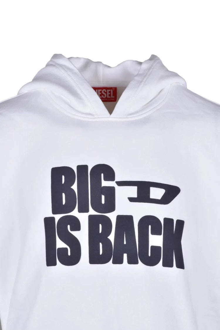 Diesel White Graphic Cotton Hoodie