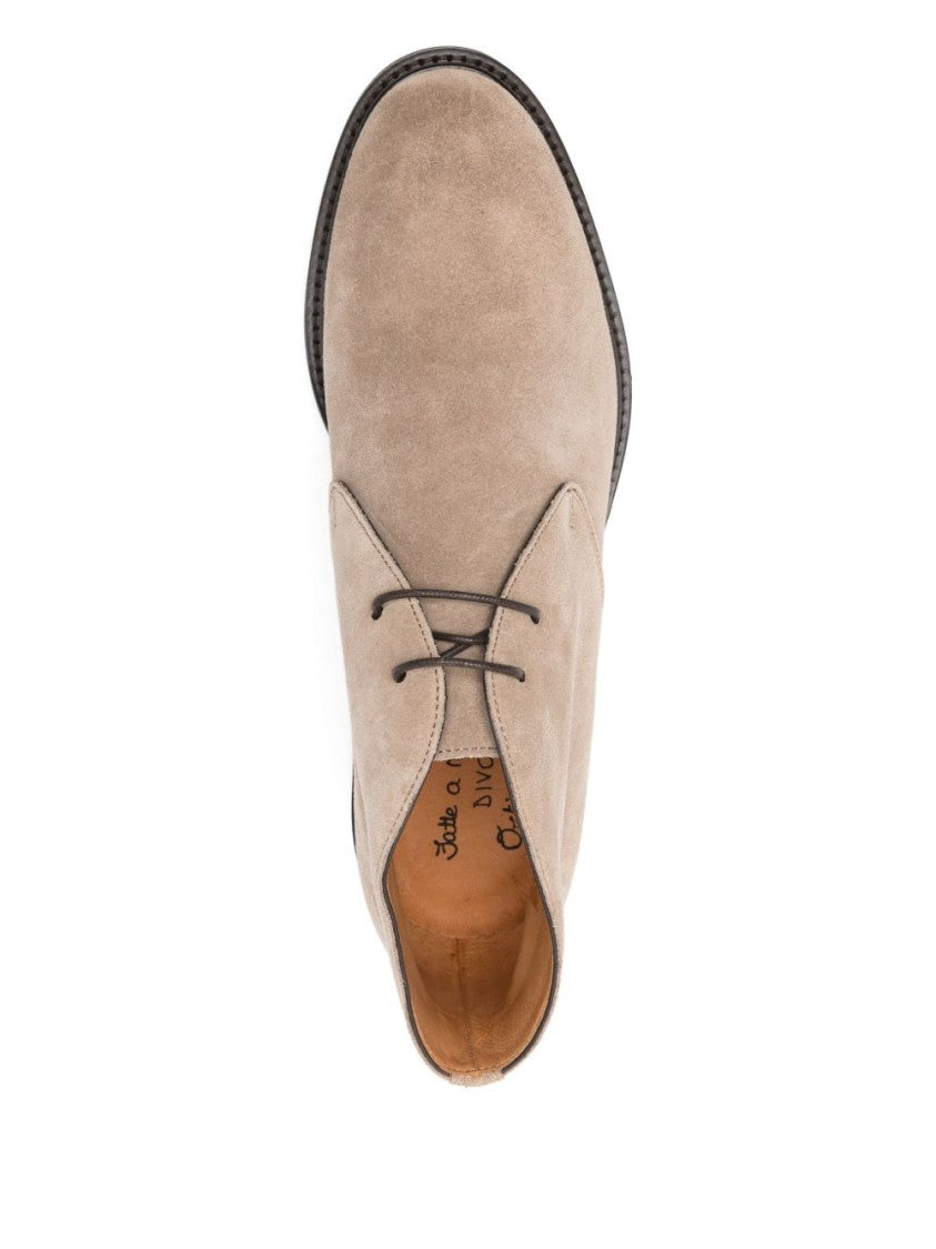 Ortigni Beige Suede Lace-Up Shoes With Minimalist Design