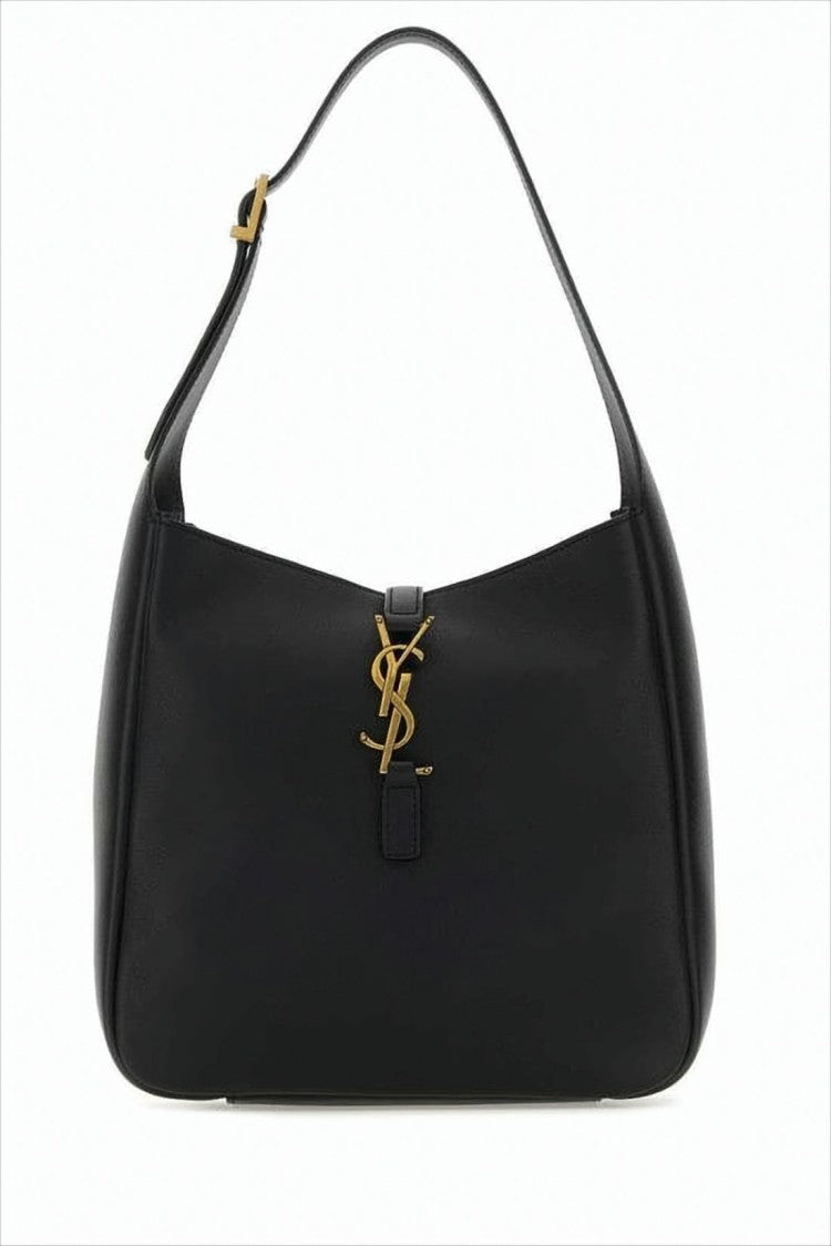 Saint Laurent Structured Black Calf Leather Shoulder Bag