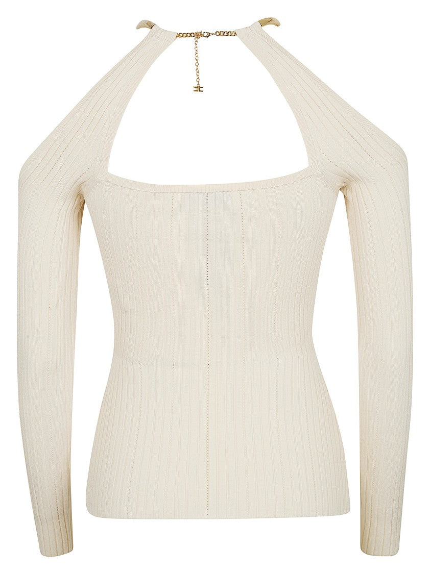 Elisabetta Franchi Openwork Ribbed Knit Top