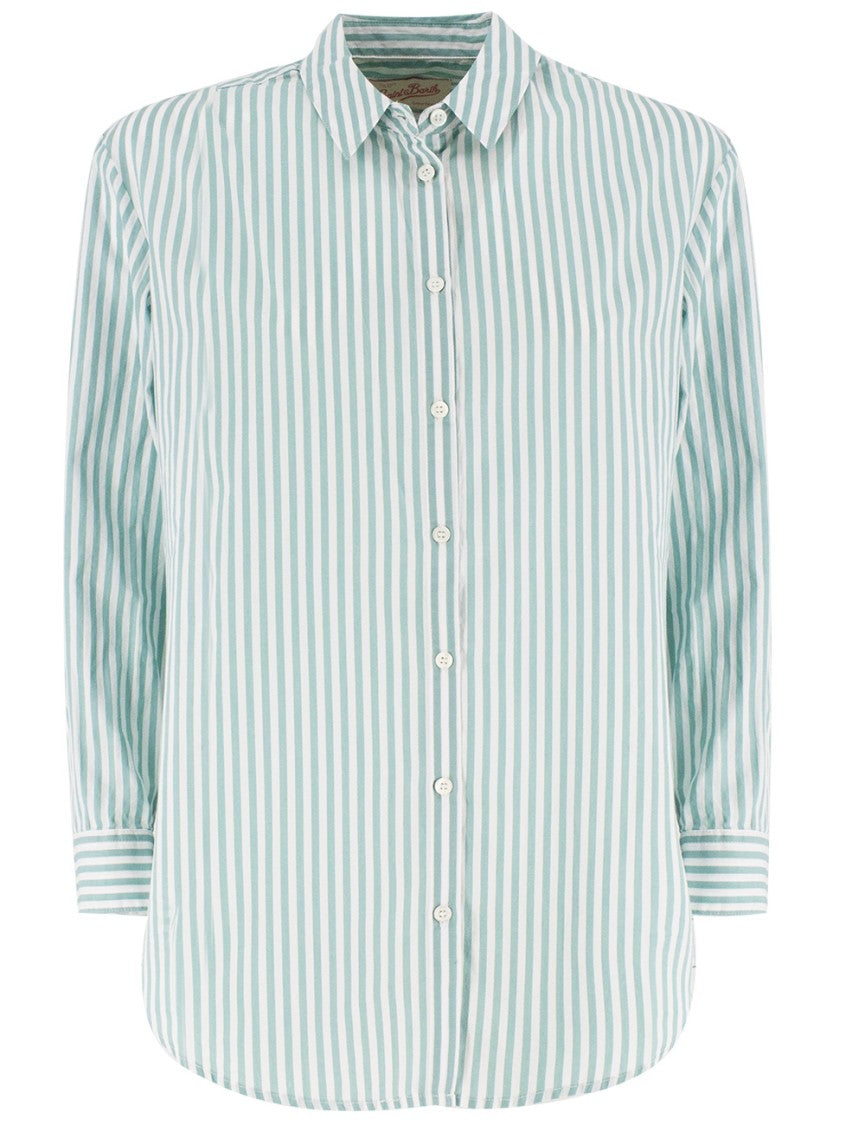 Mc2 Saint Barth Oversized Striped Shirt With Button-Down Front