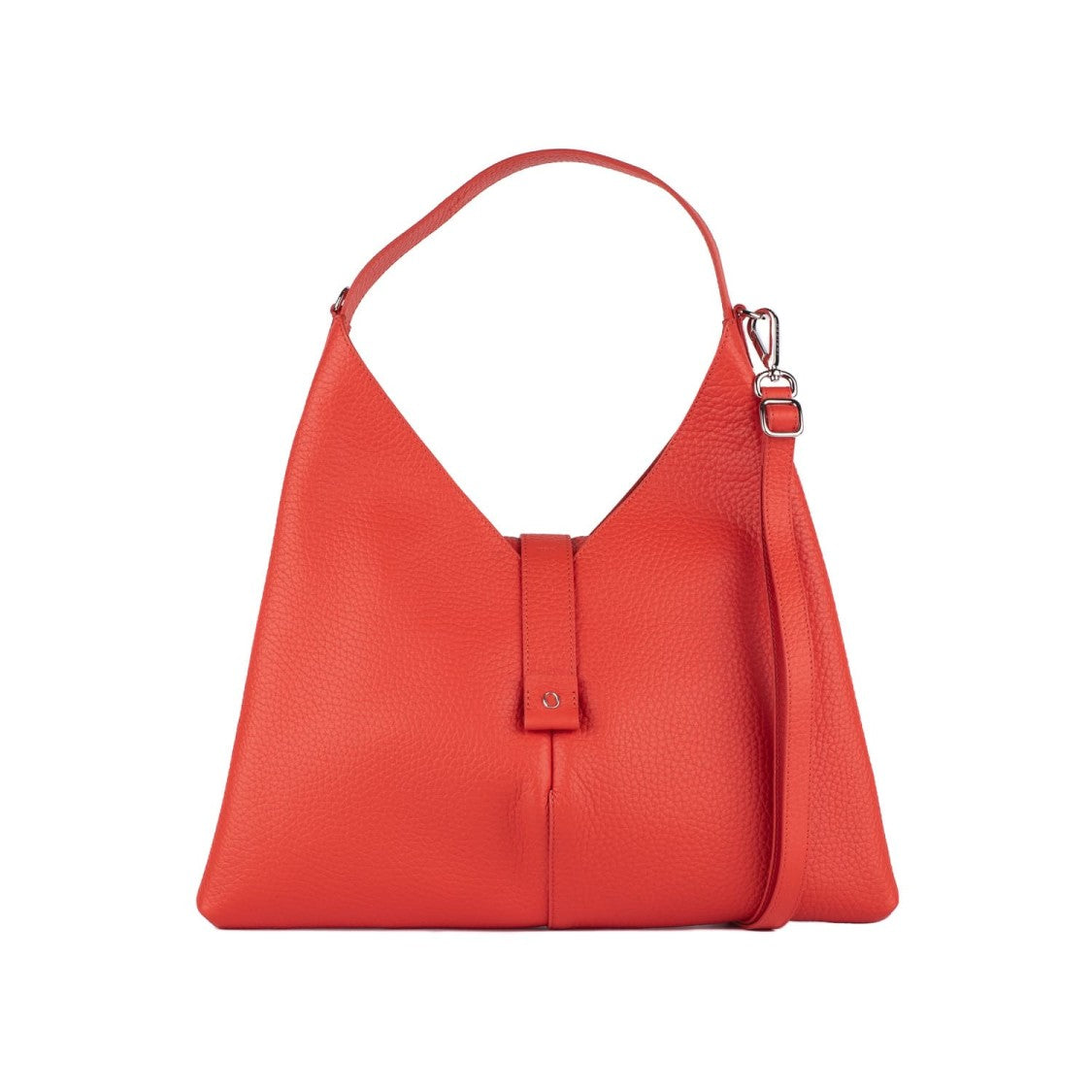 Orciani Poppy Red Leather Shoulder Bag Magnetic