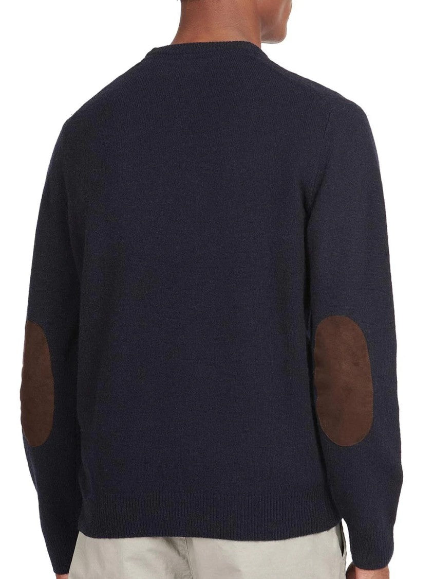Barbour Crew Neck Merino Wool Sweater With Elbow Patches