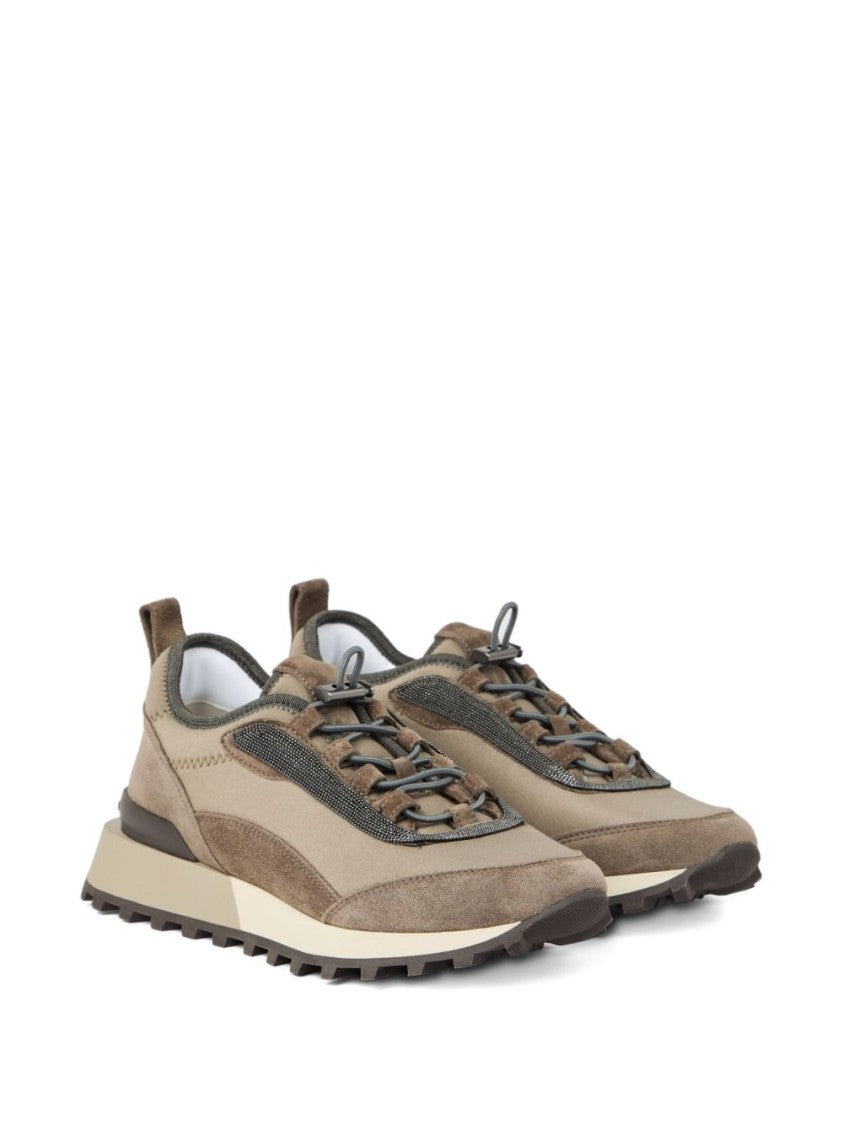 Brunello Cucinelli Runners In Techno Fabric And Suede