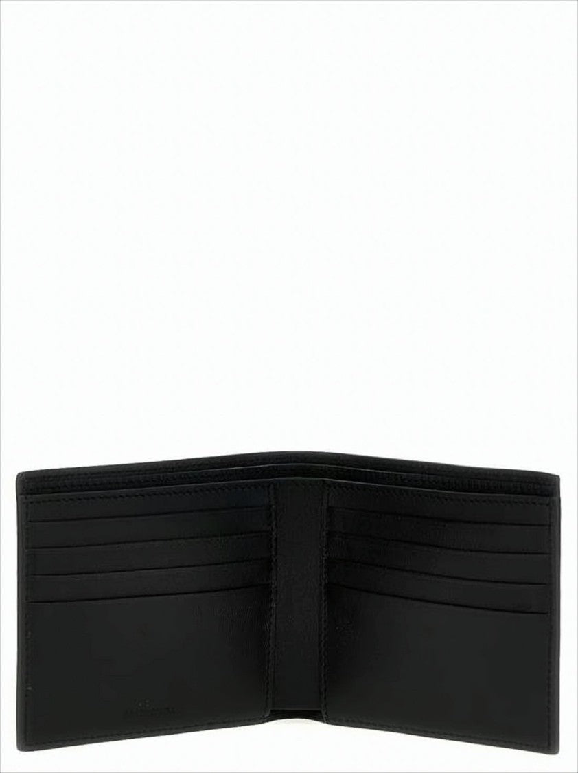 Balenciaga Textured Calf Leather Bifold Wallet With Geometric Logo