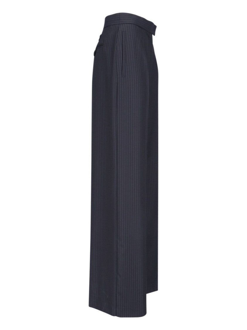 Alexander Mcqueen Tailored Blue Wool Trousers With Structured Waistband