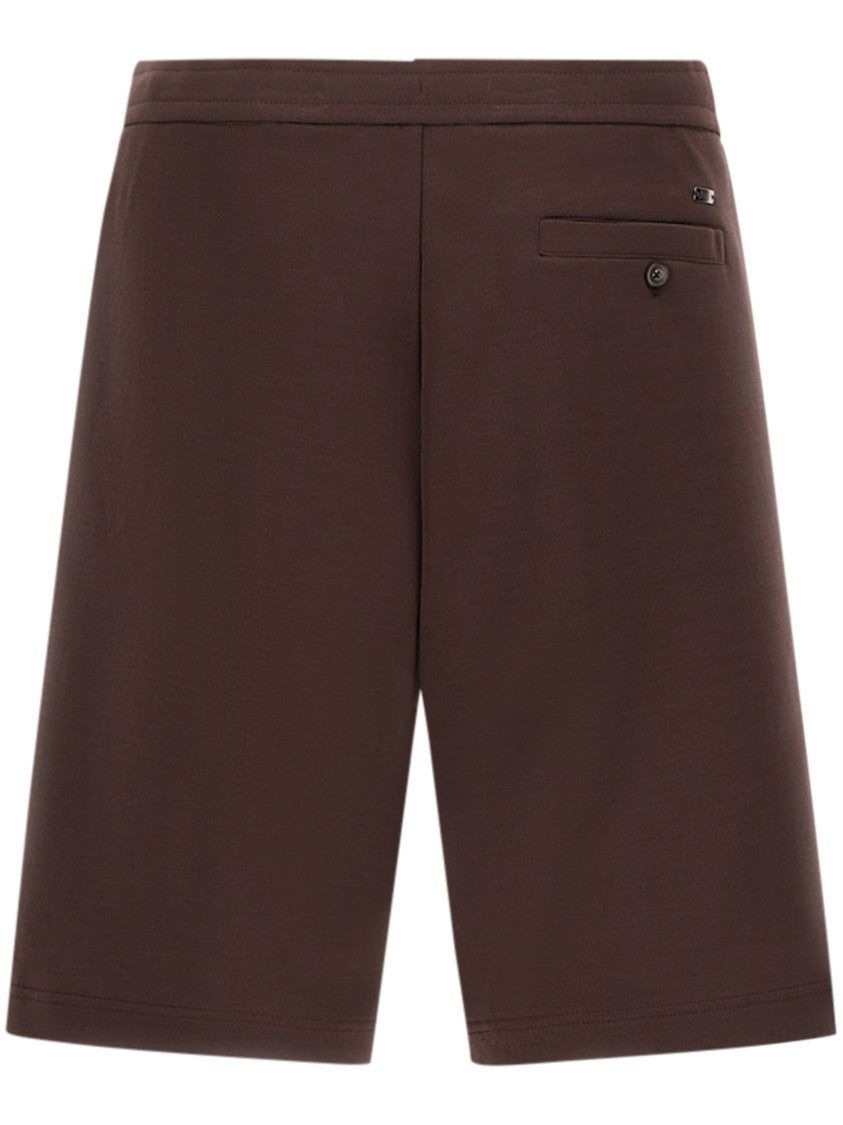 Herno Tailored Brown Shorts With Button Closure