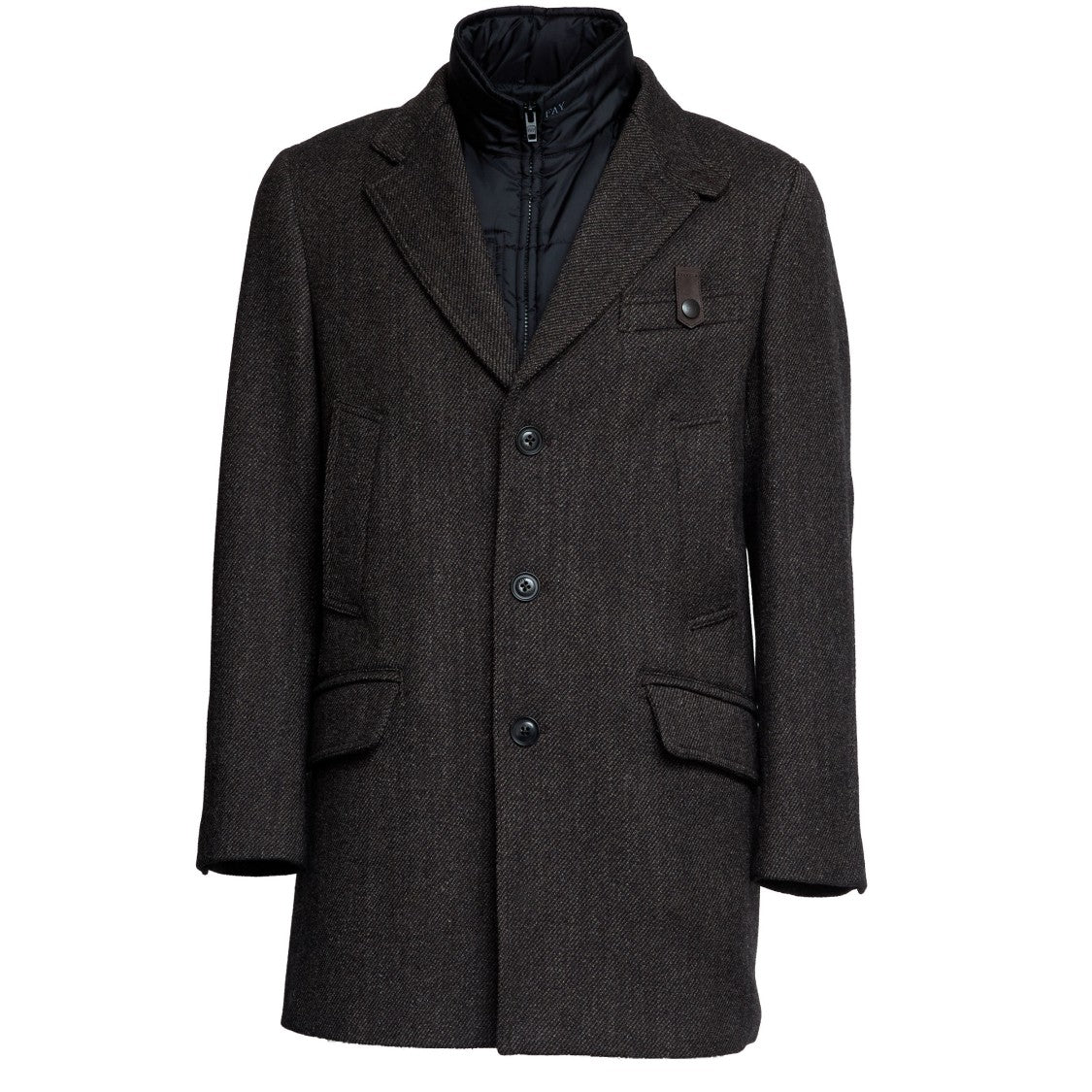 Fay Driving Double Coat In Diagonal Wool