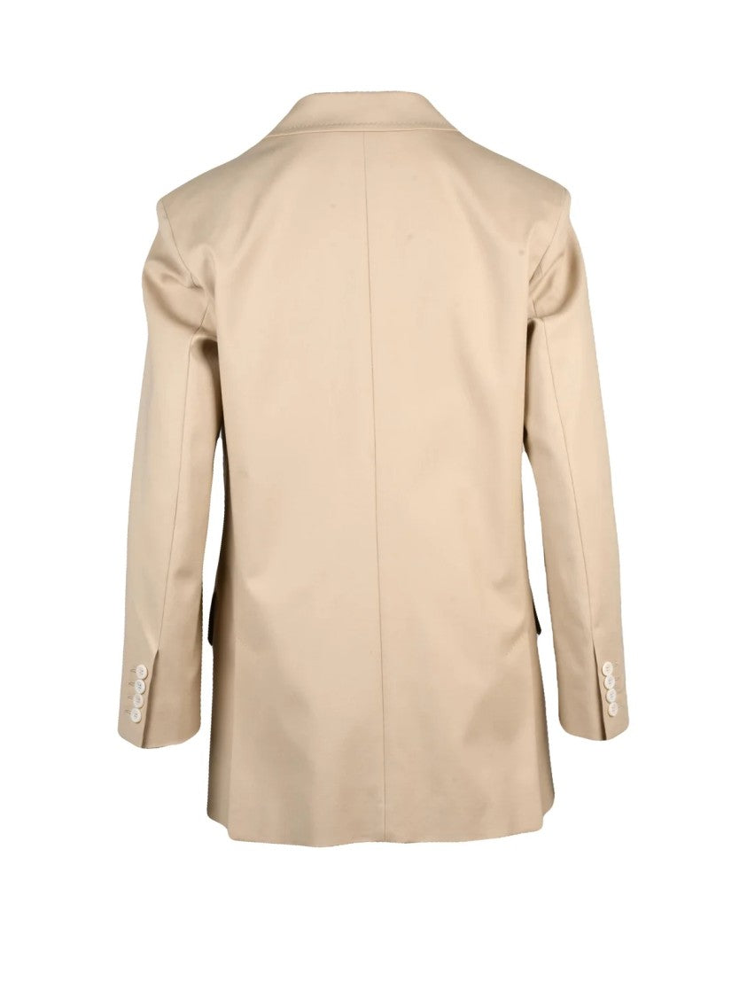 Max Mara Beige Stretch Cotton Double-Breasted Suez Jacket