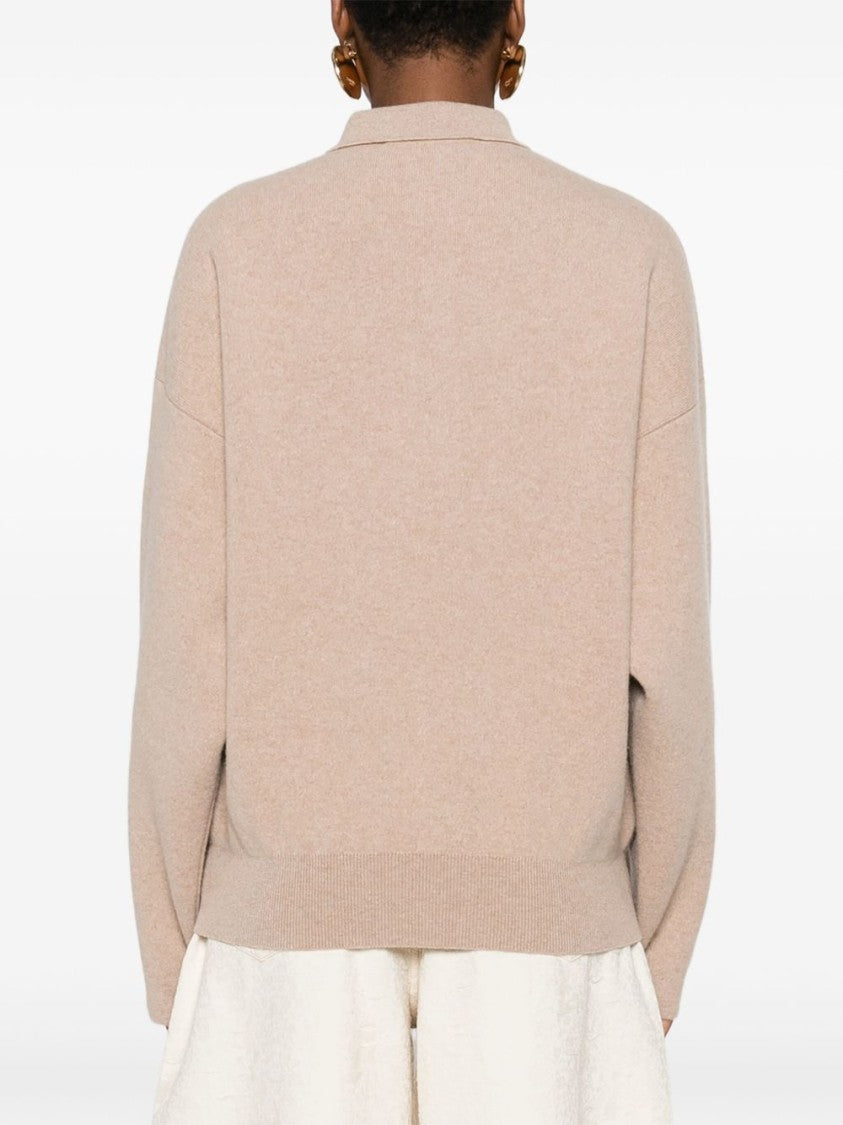 Jacquemus Beige Knit Sweater With Polo Collar