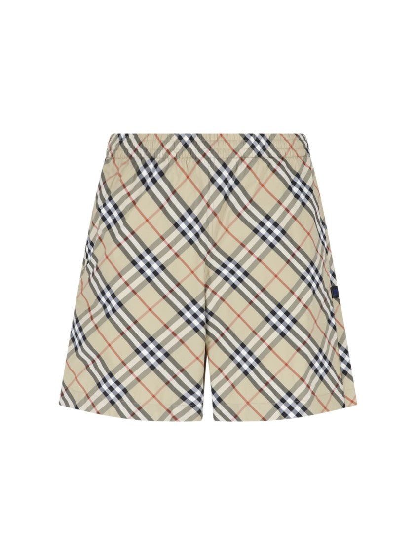 Burberry Beige Check Fabric Swim Shorts
