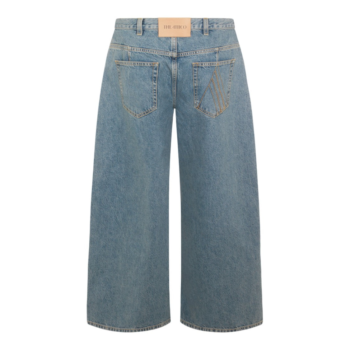 The Attico Wide-Leg High-Waisted Denim Jeans With Contrast Stitching