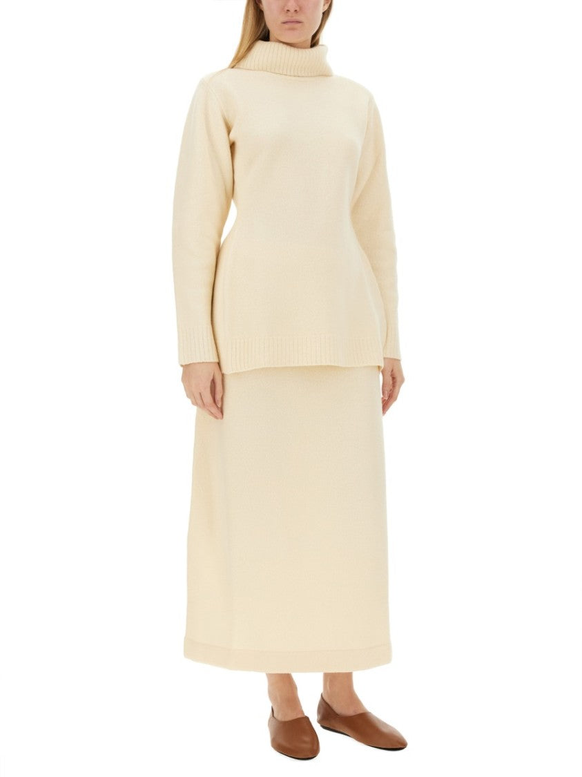 Jil Sander Regular Fit Midi Skirt In Soft Wool