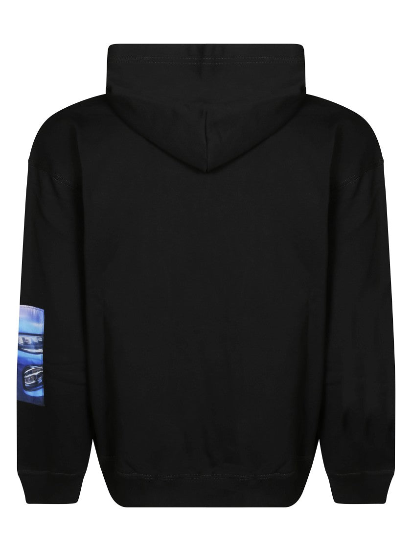 Diesel Black Relaxed Fit Hoodie With Graphic Prints