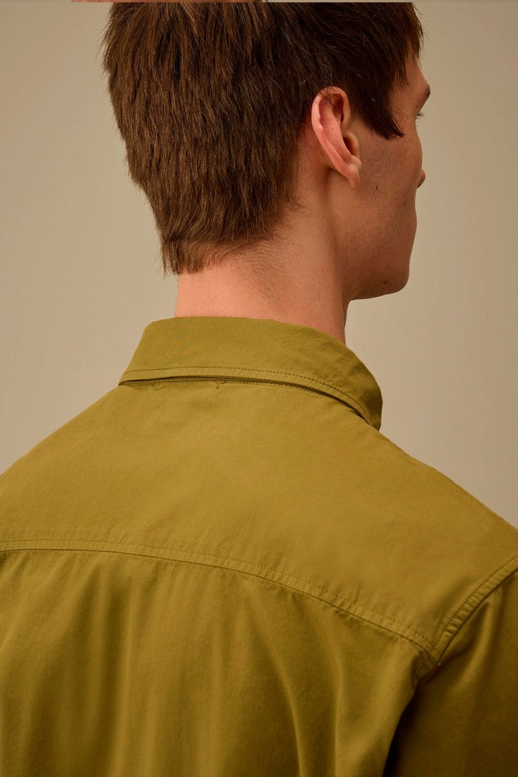 C.P. Company Mustard Lens Detail Collared Cotton Overshirt